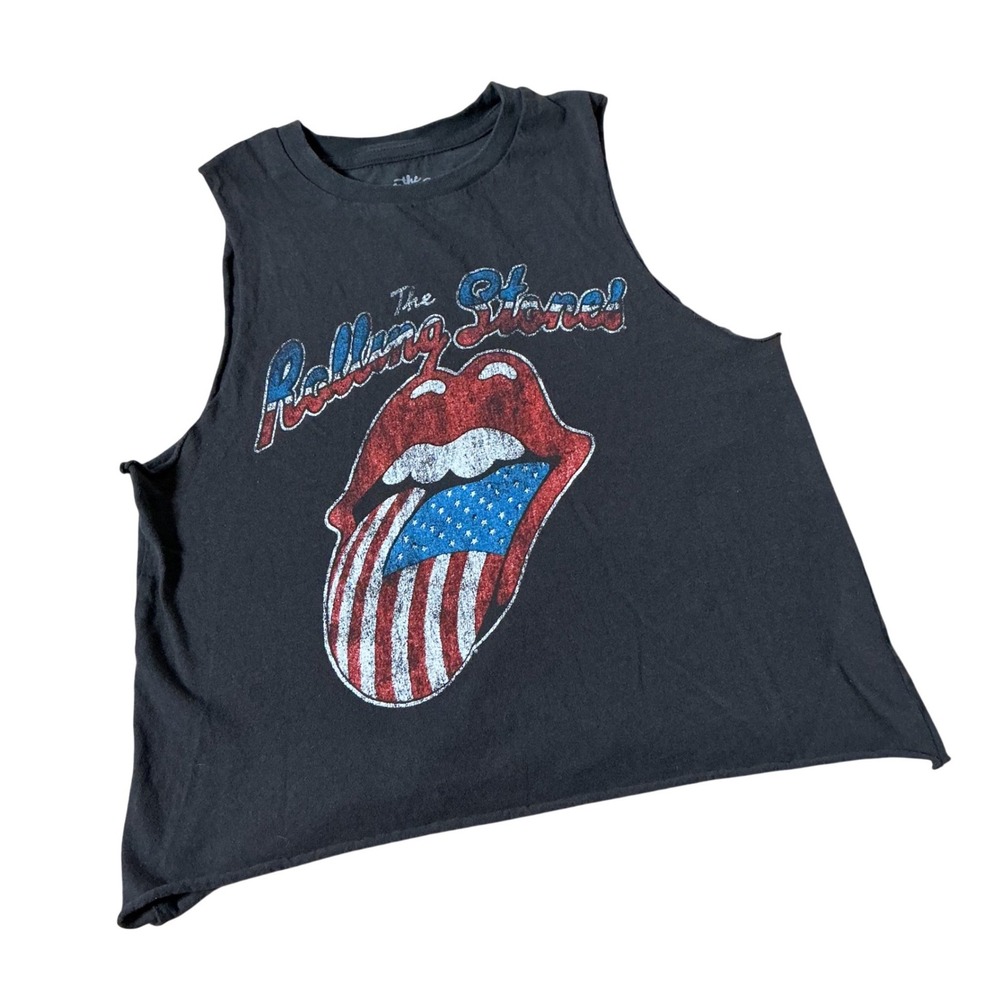 Rolling Stones American Flag Tongue Logo‎ Muscle Tank Top Streetwear XS Festival